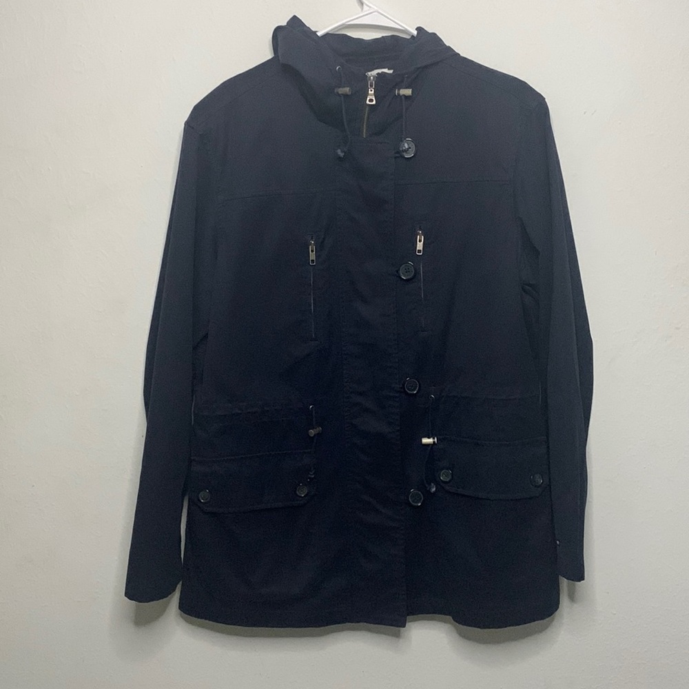 Tommy Hilfiger Women’s Hooded Parka Jacket, Large, Navy Blue, Removable Lining